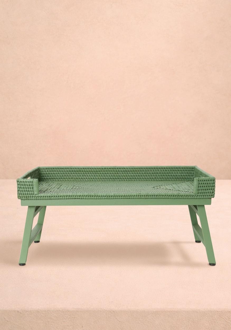 Rattan Breakfast Tray - Green