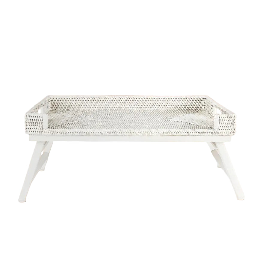 Rattan Breakfast Tray - White