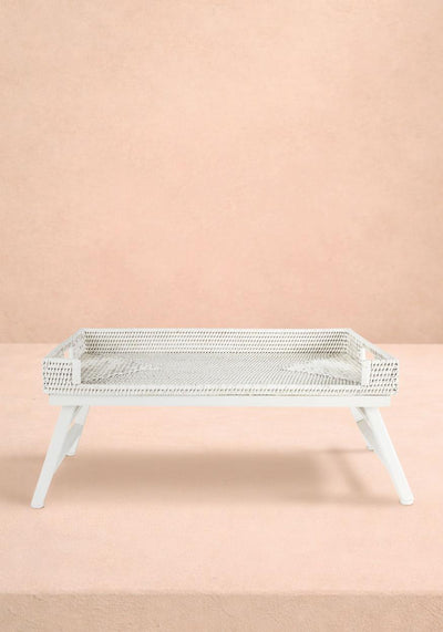 Rattan Breakfast Tray - White