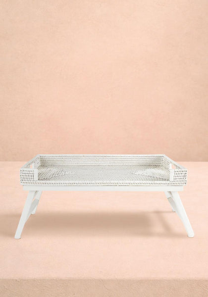 Rattan Breakfast Tray - White
