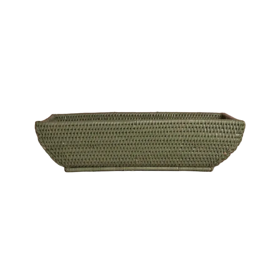 Serving Piece Wiltshire Long Rattan Basket in Green