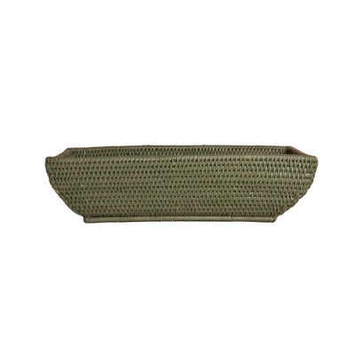 Serving Piece Wiltshire Long Rattan Basket in Green