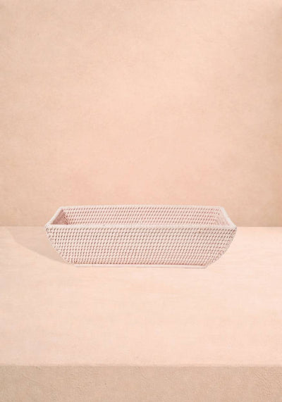 Wiltshire Long Rattan Basket in Pink