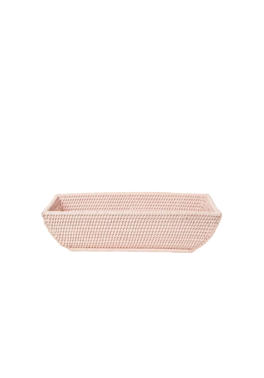 Wiltshire Long Rattan Basket in Pink
