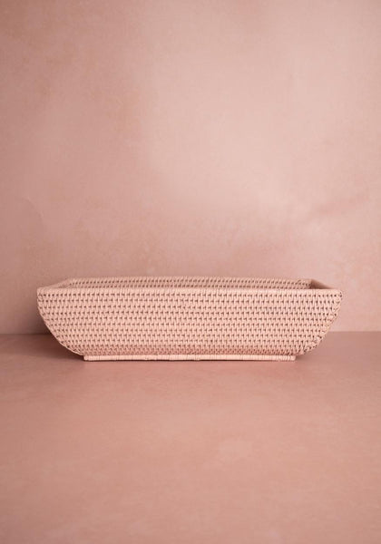 Serving Piece Wiltshire Long Rattan Basket in Pink