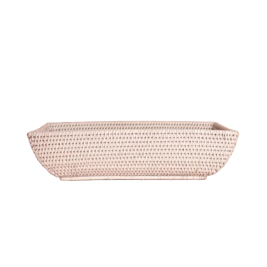 Serving Piece Wiltshire Long Rattan Basket in White