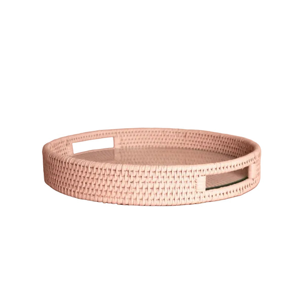 Majesty Rattan Serving Tray - Pink