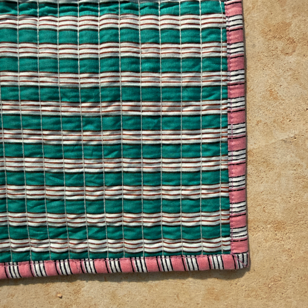 Pink And Green Striped Placemat