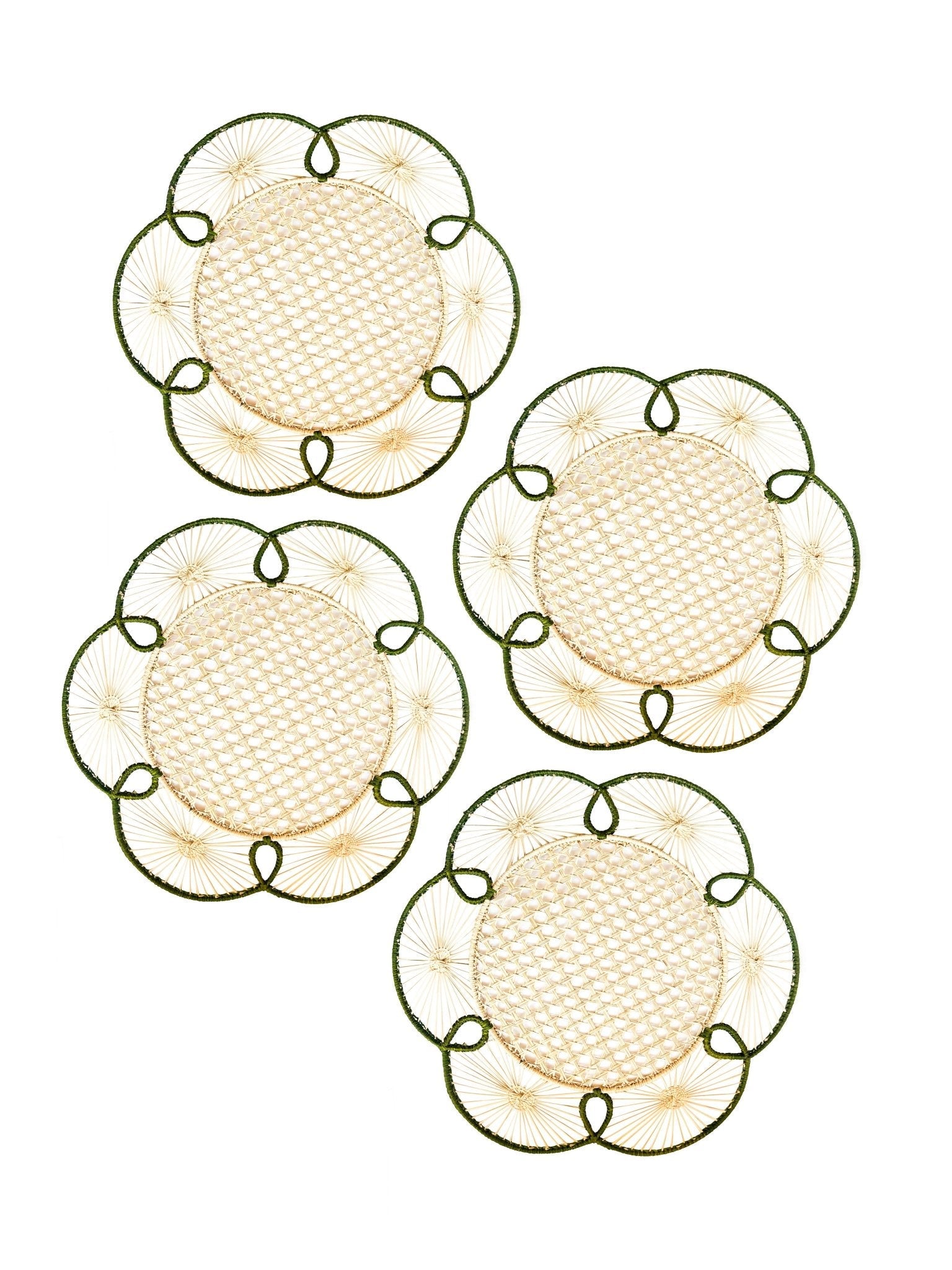Set of 4 Flora Chargers in Verde