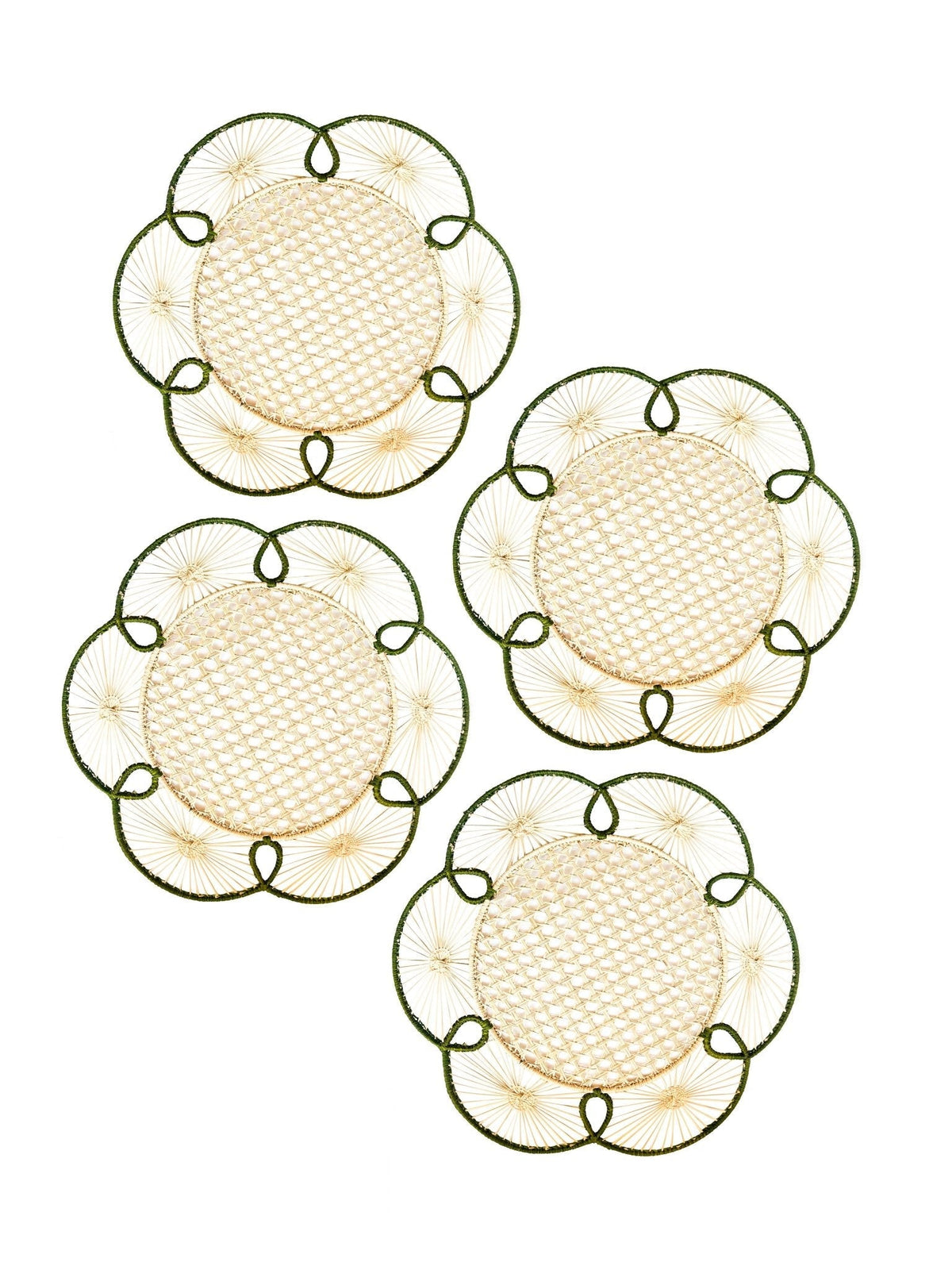 Set of 4 Flora Chargers in Verde