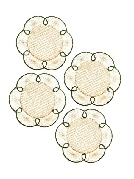 Set of 4 Flora Chargers in Verde