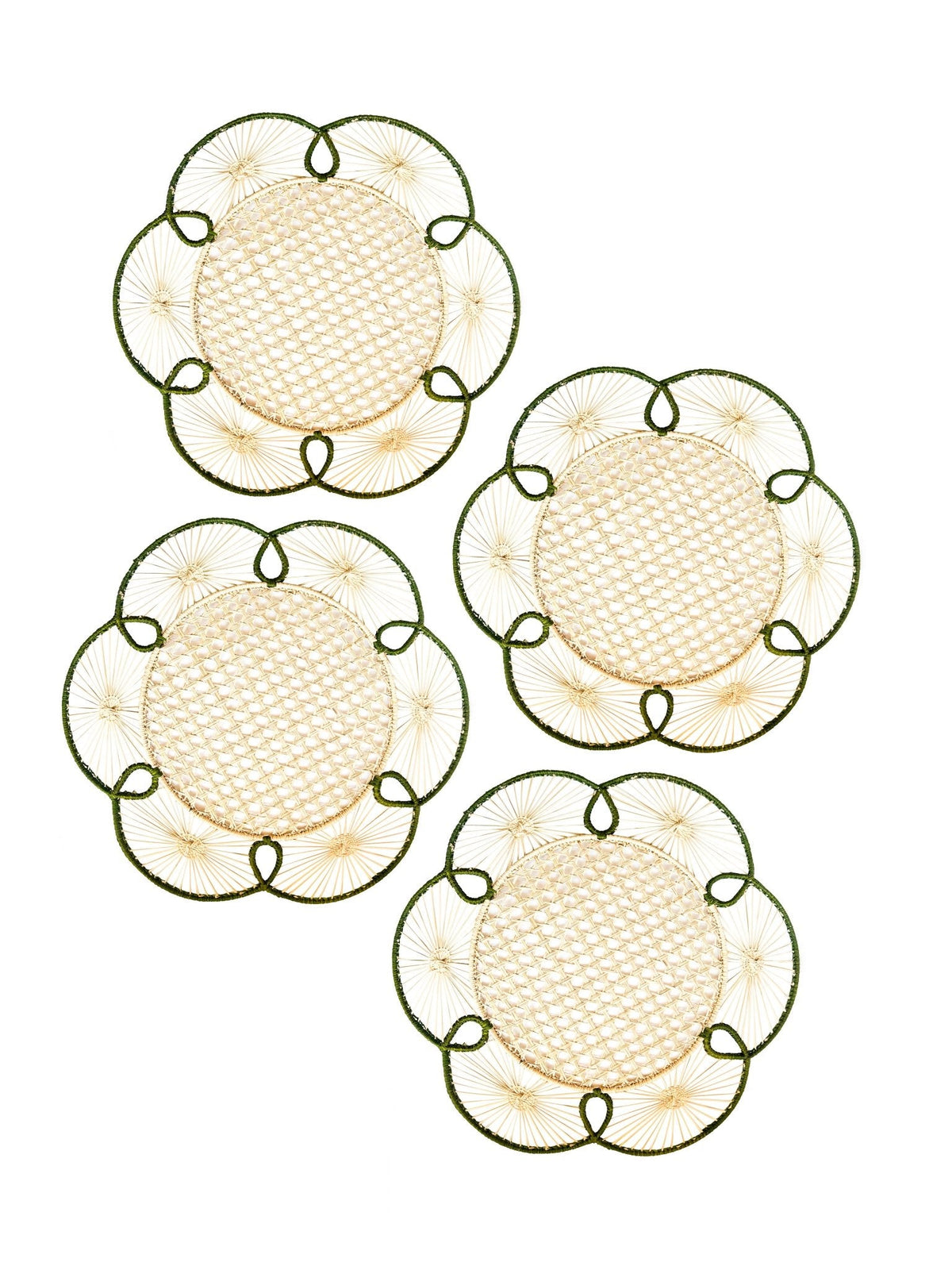 Set of 4 Flora Chargers in Verde