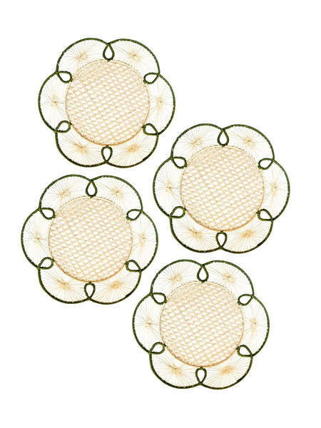 Set of 4 Flora Chargers in Verde