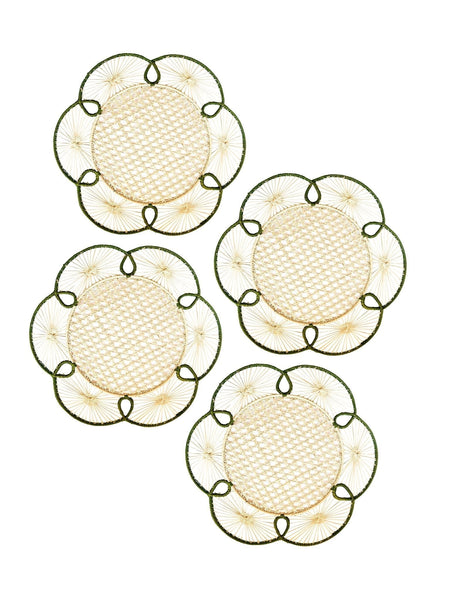 Set of 4 Flora Chargers in Verde