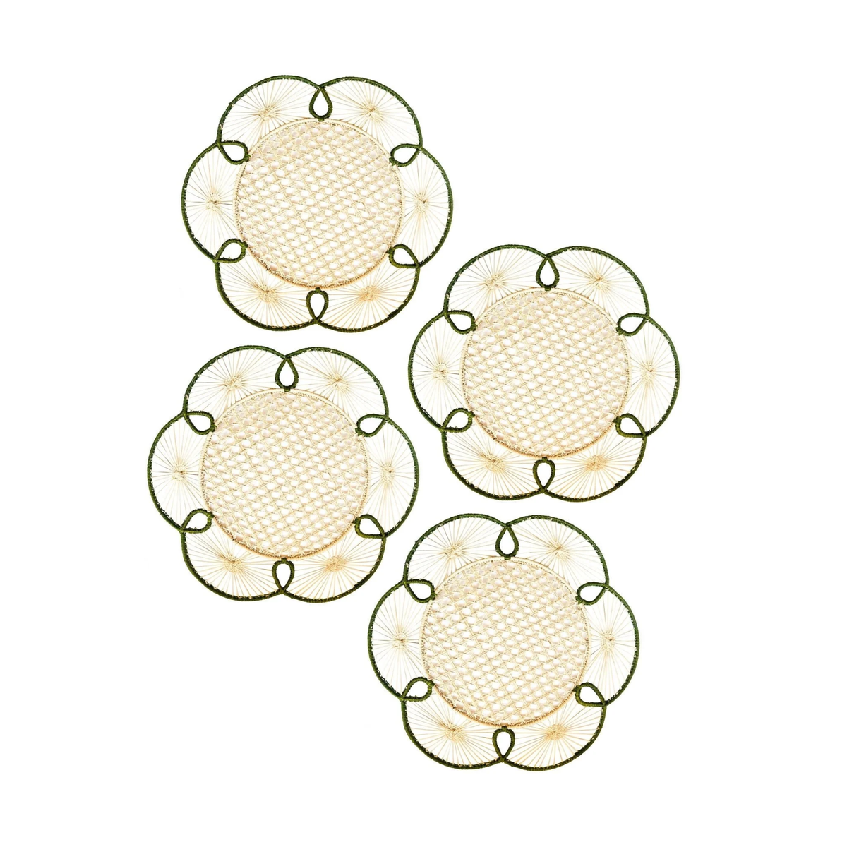 Set of 4 Flora Chargers in Verde