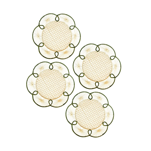 Set of 4 Flora Chargers in Verde