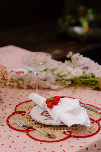Set of 4 Flora Chargers in Red