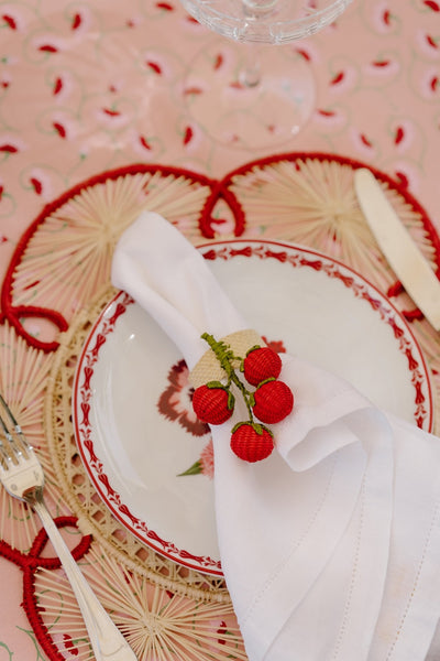 Set of 4 Flora Chargers in Red