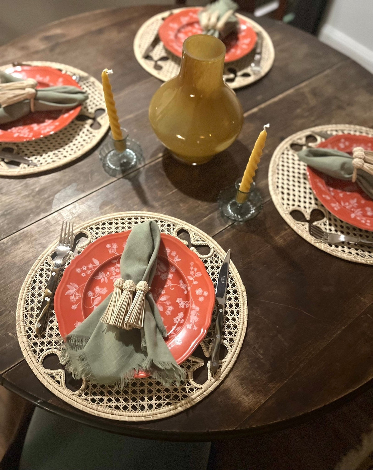 Set of 4 Iraca Tassel Napkin Rings