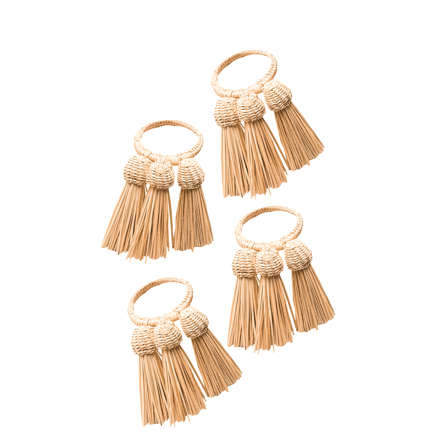Set of 4 Iraca Tassel Napkin Rings
