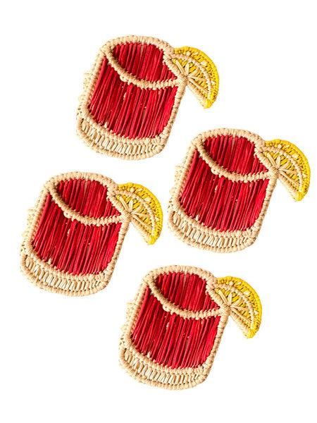 Set of 4 Iraca Negroni Napkin Rings- Casa Stilo