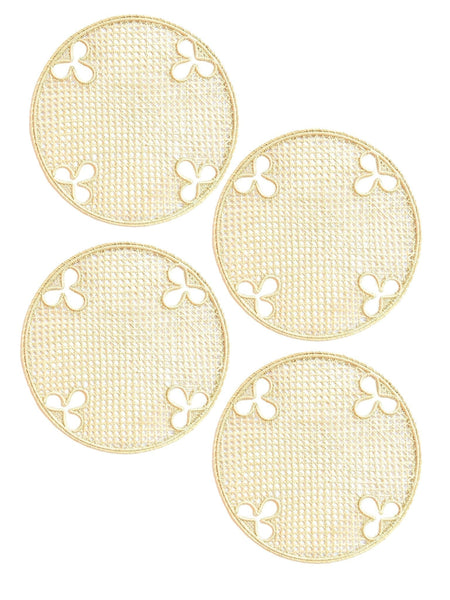 Set of 4 Handwoven Olive Motif Iraca Chargers
