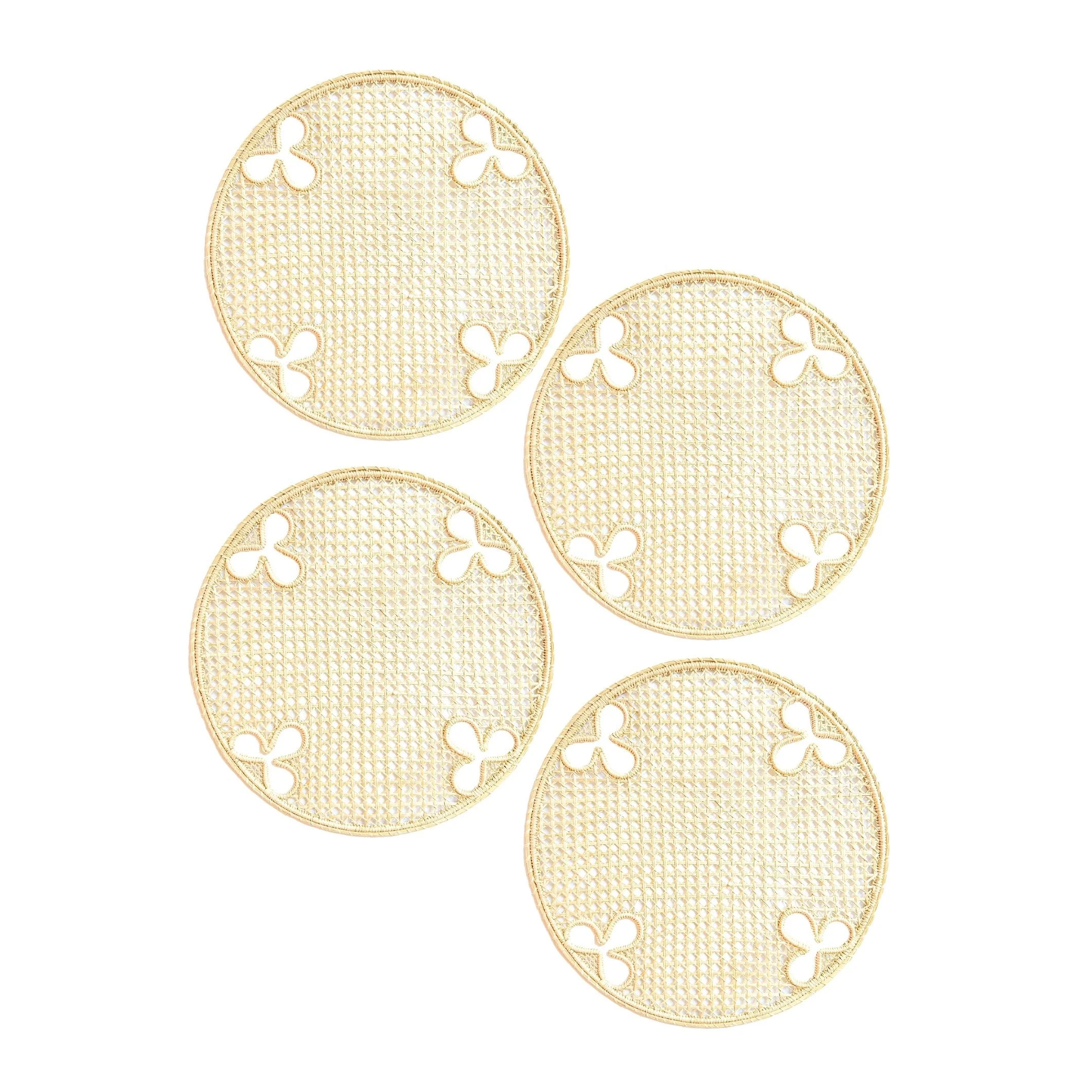 Set of 4 Handwoven Iraca Olive Motif Chargers