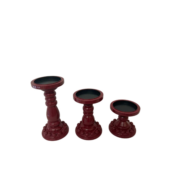 Red Bobbin Candle Holder