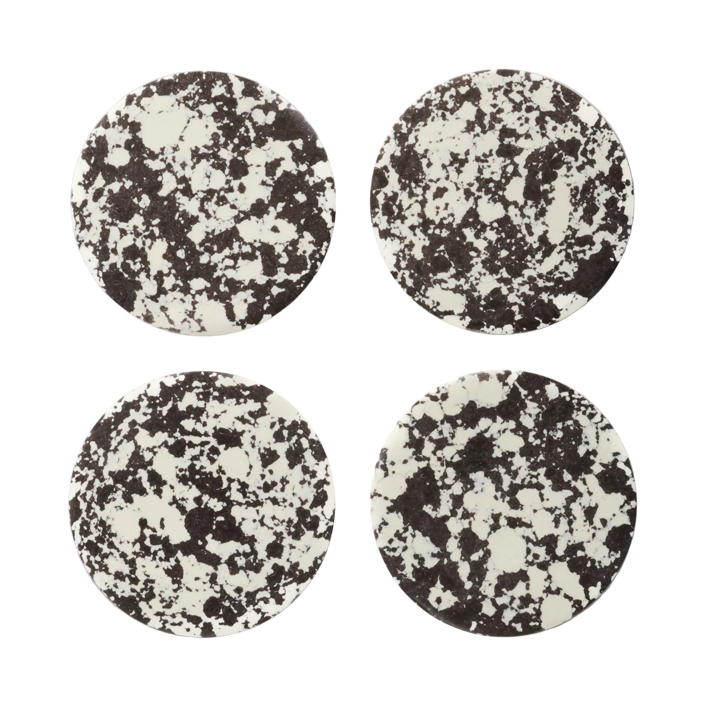 Rock Set of 4 Round Coasters, Black and White