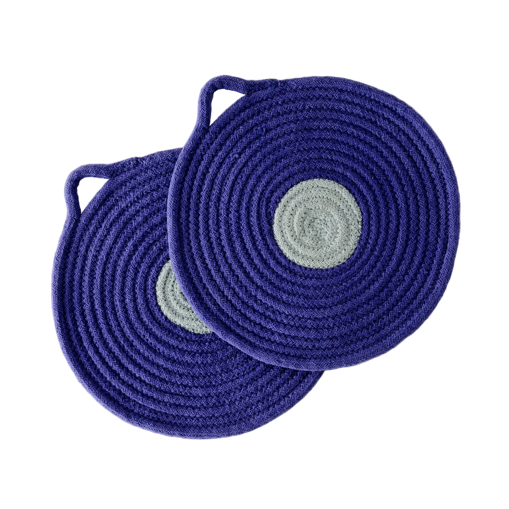 Penn Set of 2 Placemats, Cobalt Blue and Grey