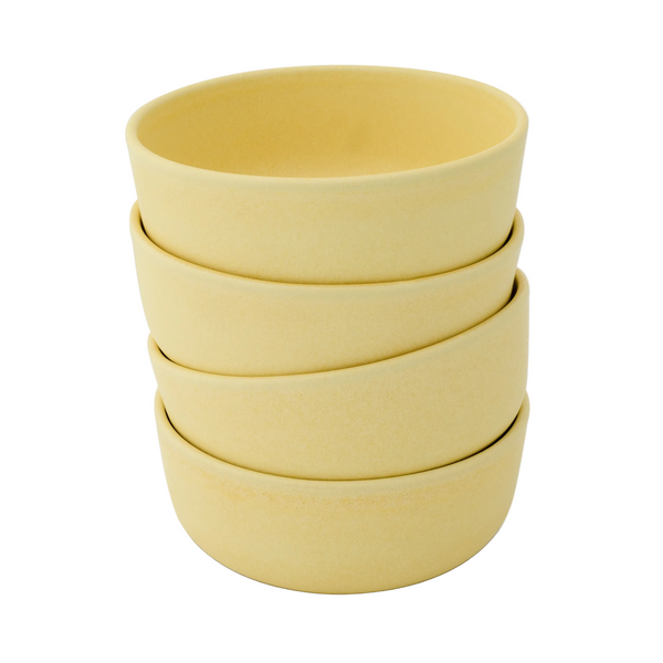LoHo Cereal Bowls Set of 4, Canary Yellow Reactive Glaze
