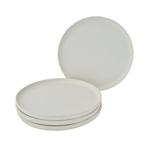 LoHo Dinner Plates Set of 4, Light Grey Reactive Glaze