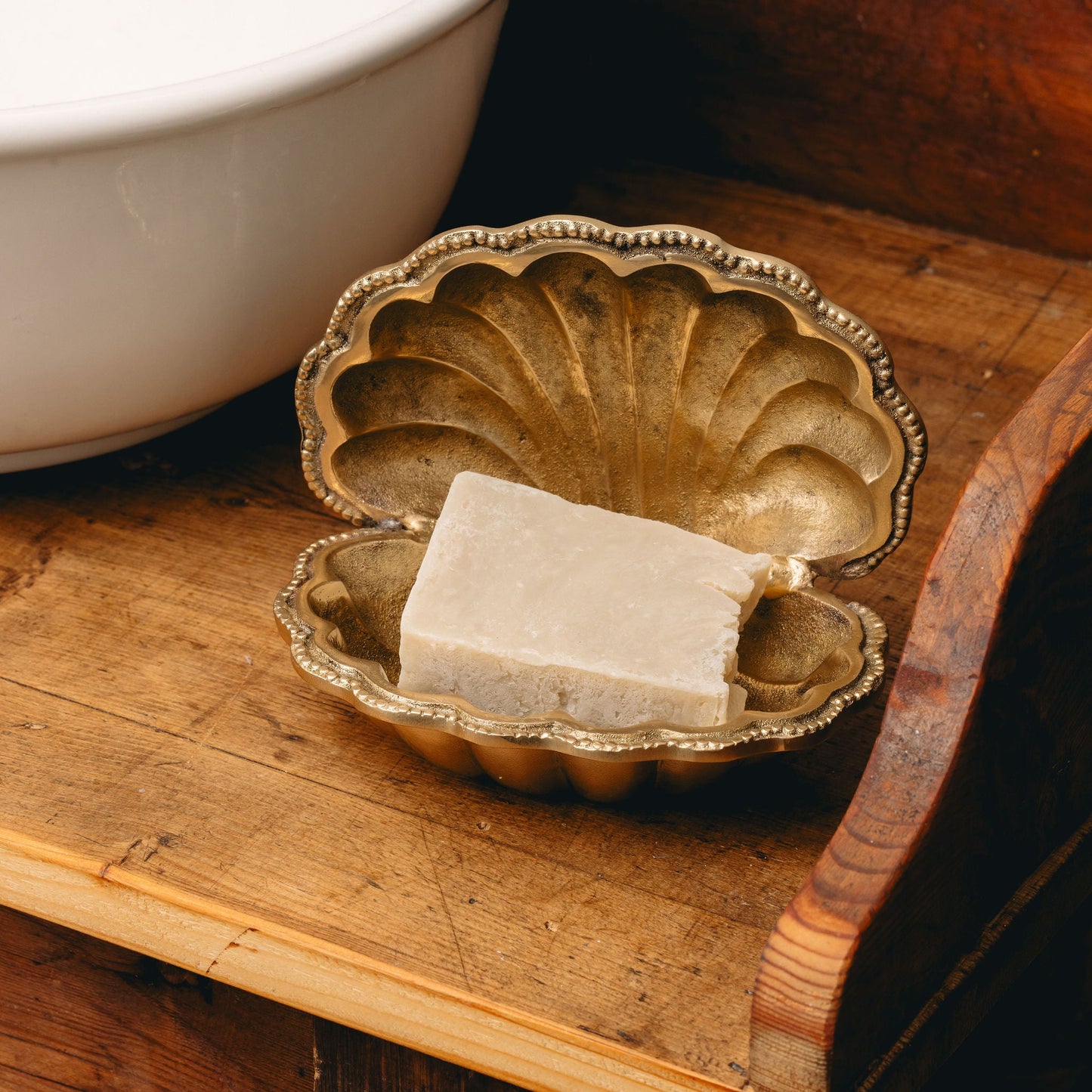 Shell Brass Trinket Dish / Soap Holder