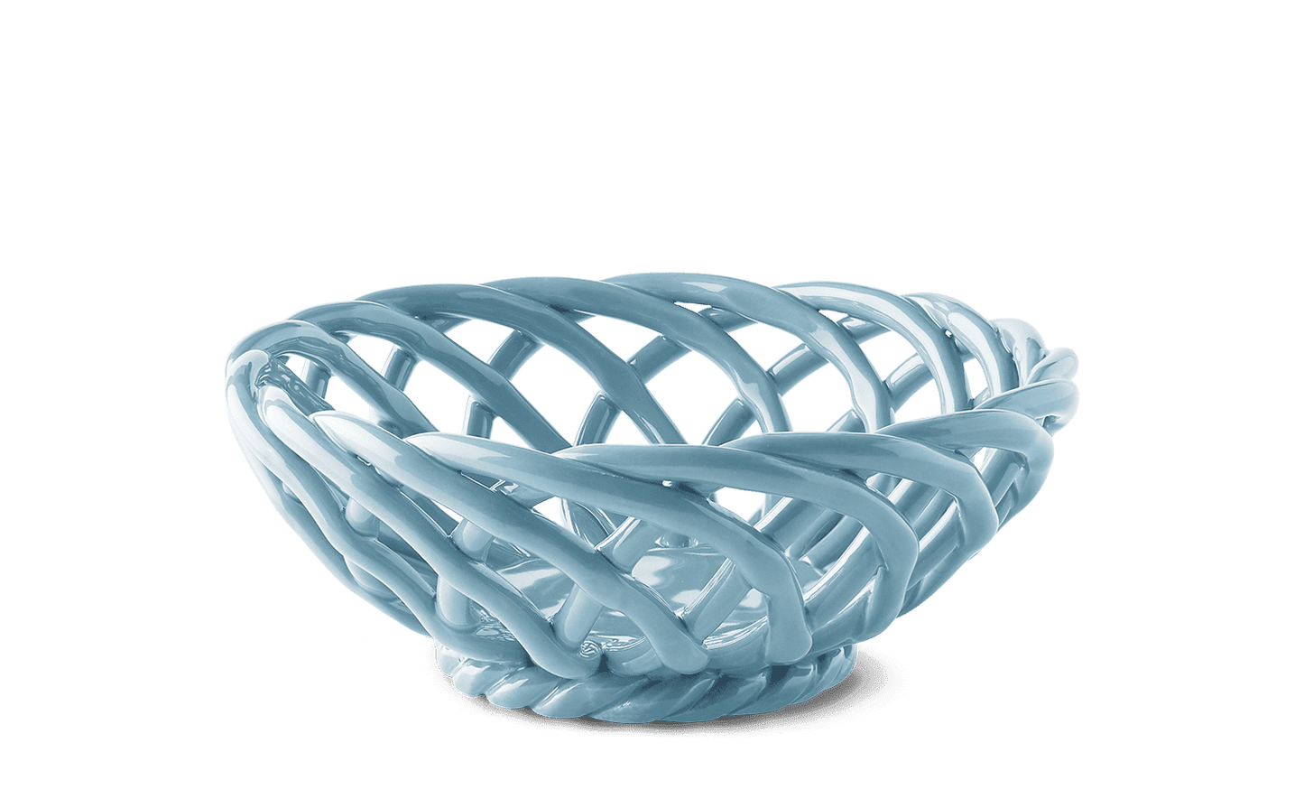 OCTAEVO Sicilia Ceramic Basket in light blue, featuring an open woven lattice design, shown on a white background.