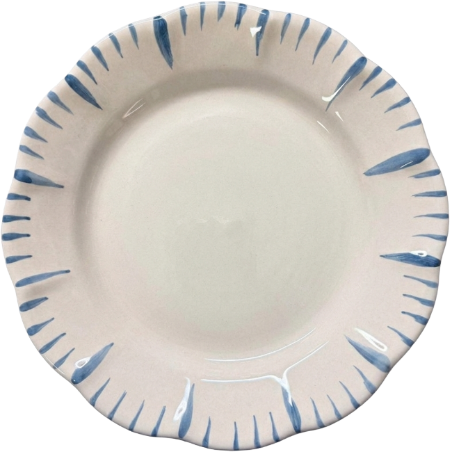 King of Sicily Plate, Blue Rim - 25cm