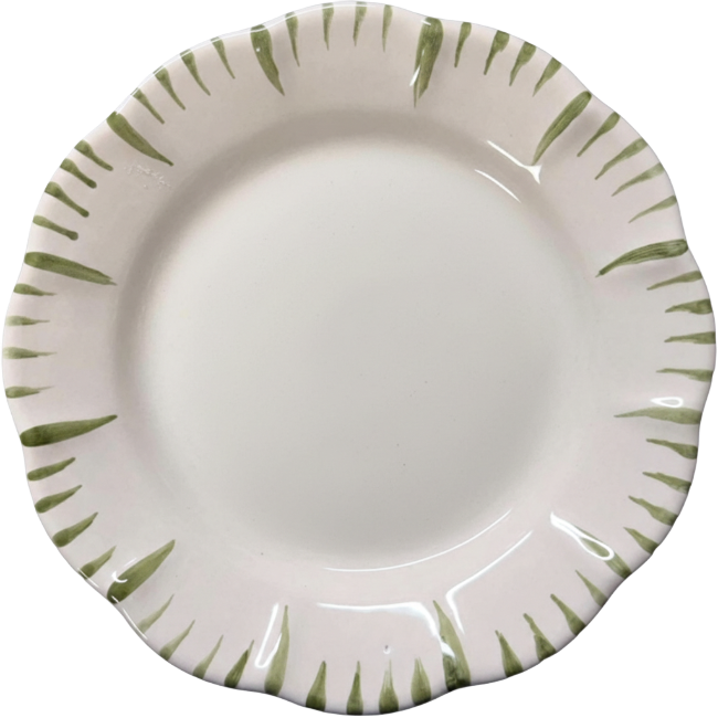 King of Sicily Plate, Green Rim - 25cm