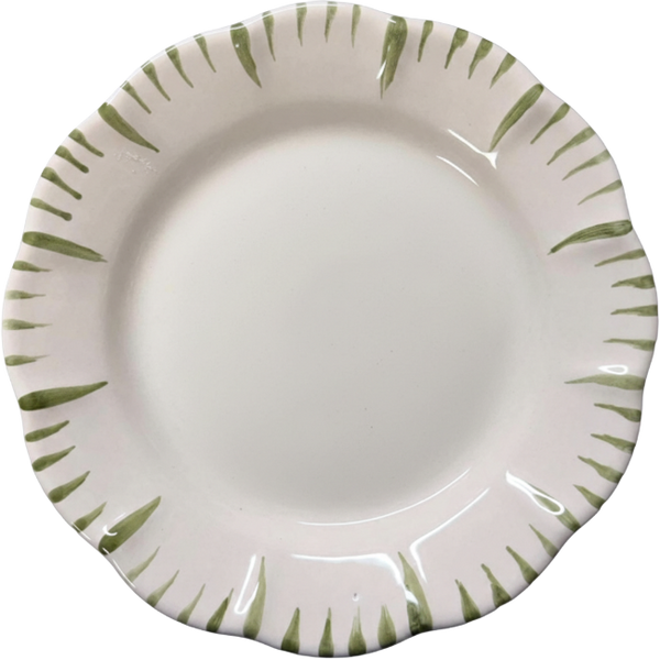 King of Sicily Plate, Green Rim - 25cm