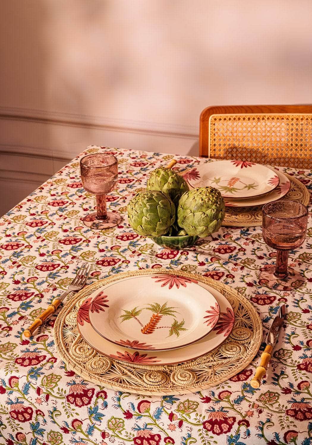 Side Plate Arabella Side Plate, Green Palm Tree Set of 4