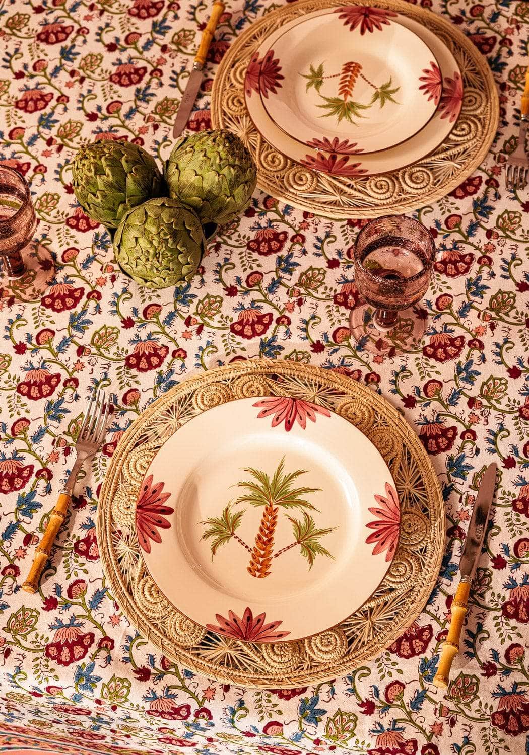 Side Plate Arabella Side Plate, Green Palm Tree Set of 4