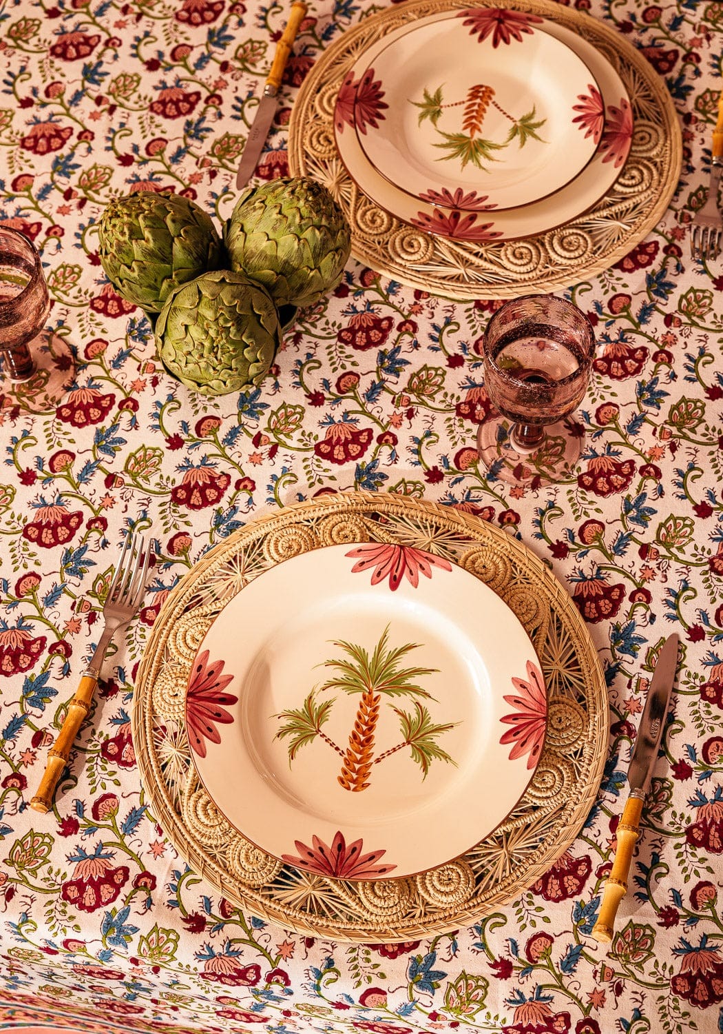 Side Plate Arabella Side Plate, Green Palm Tree Set of 4
