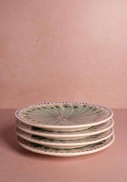 Side Plate Peacock Side Plate, Green Set of 4