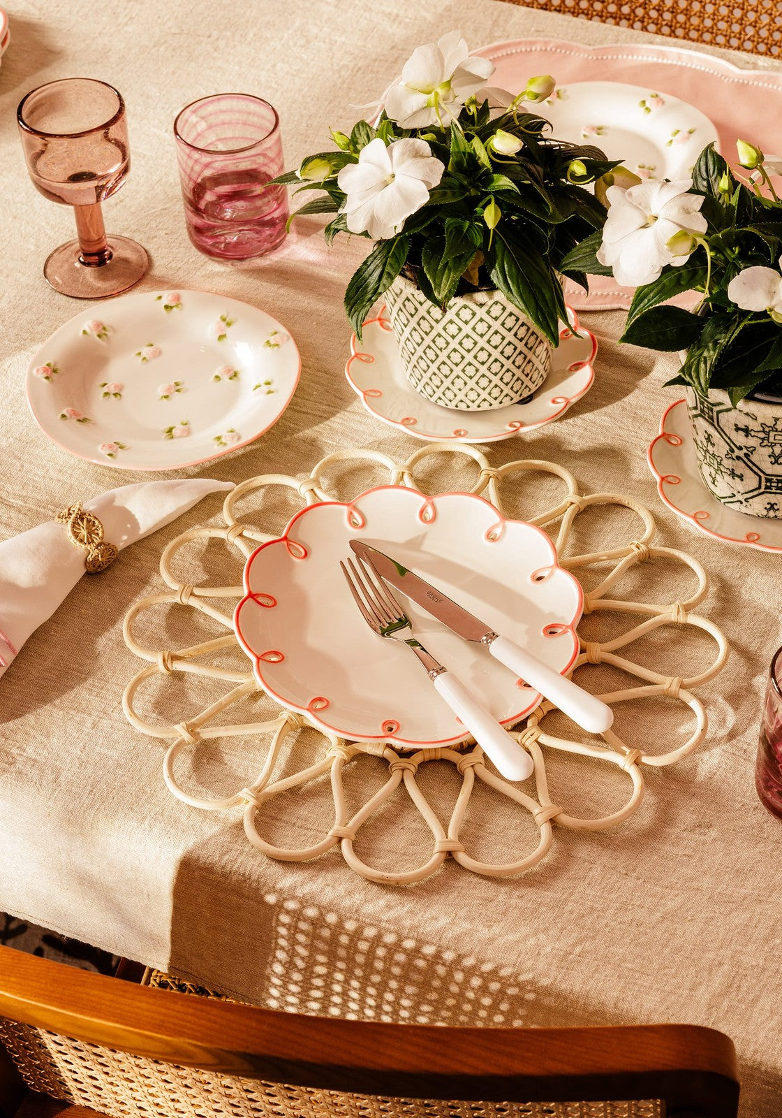 Pretty Pink Rose Side Plates - Set of 4