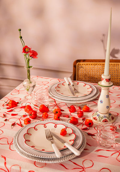 Rosy Red Scalloped Side Plates - Set of 4