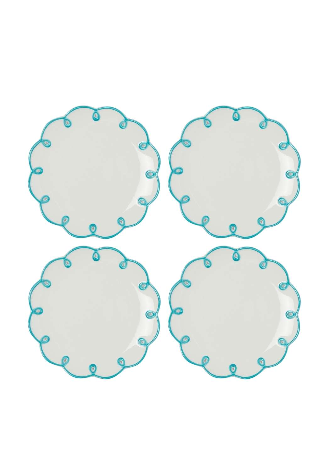 Side Plate Sky Blue Scalloped Side Plates - Set of 4