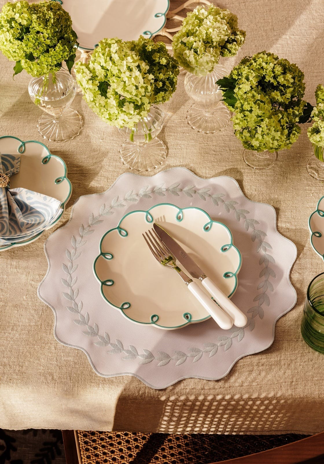 Sky Blue Scalloped Lunch Plate - Set of 4