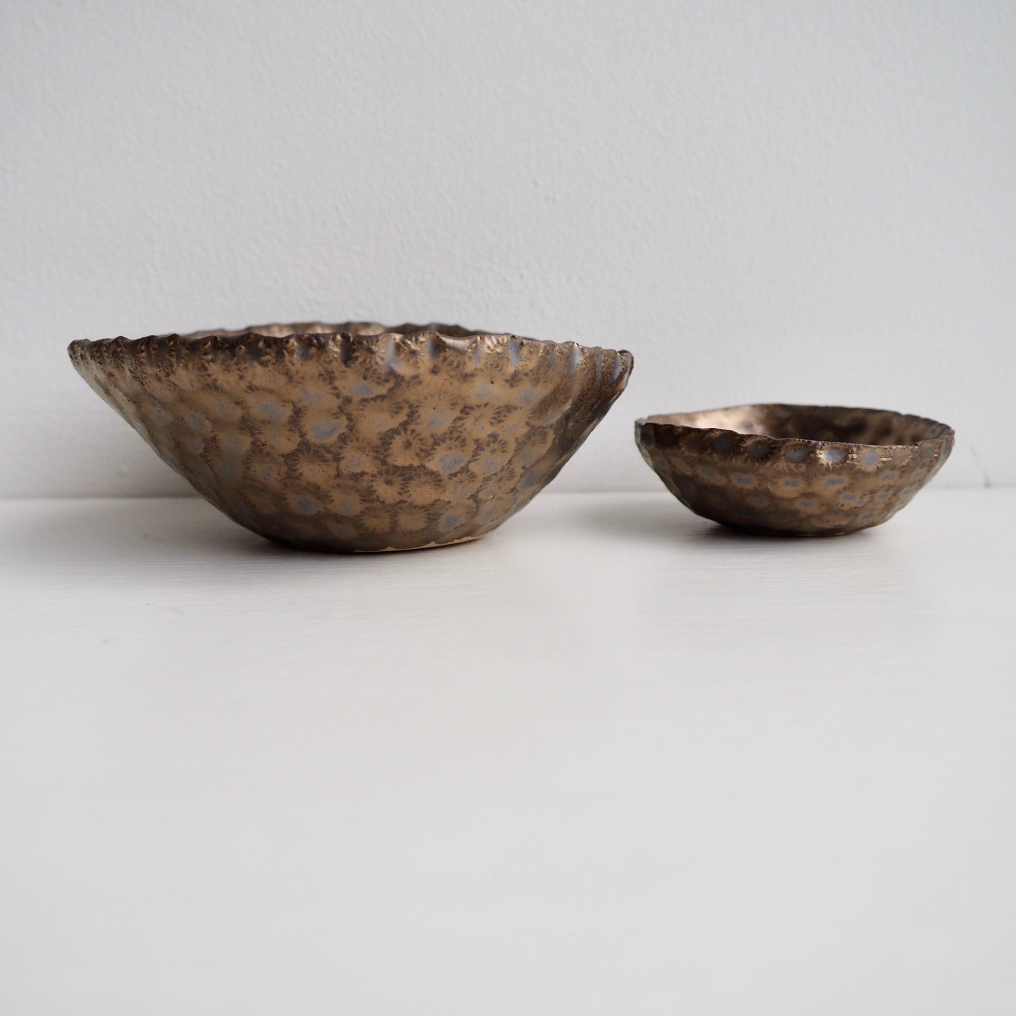 Handmade Gold Textural Ceramic Ring Dish