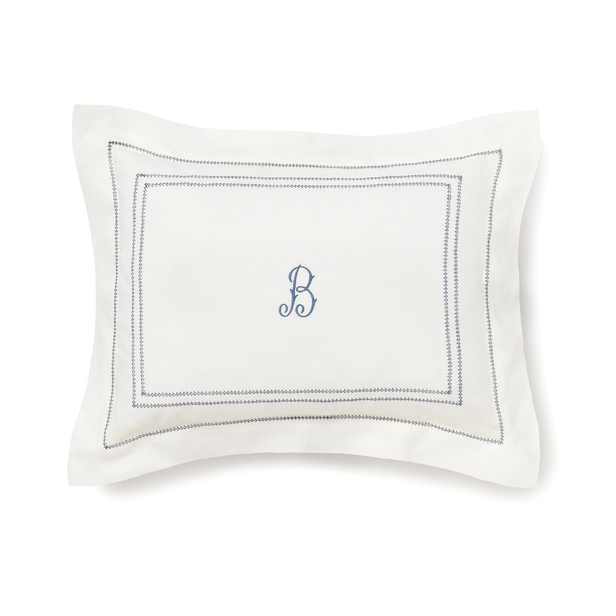 Boudoir Pillow with Hemstitch in Prussian Blue