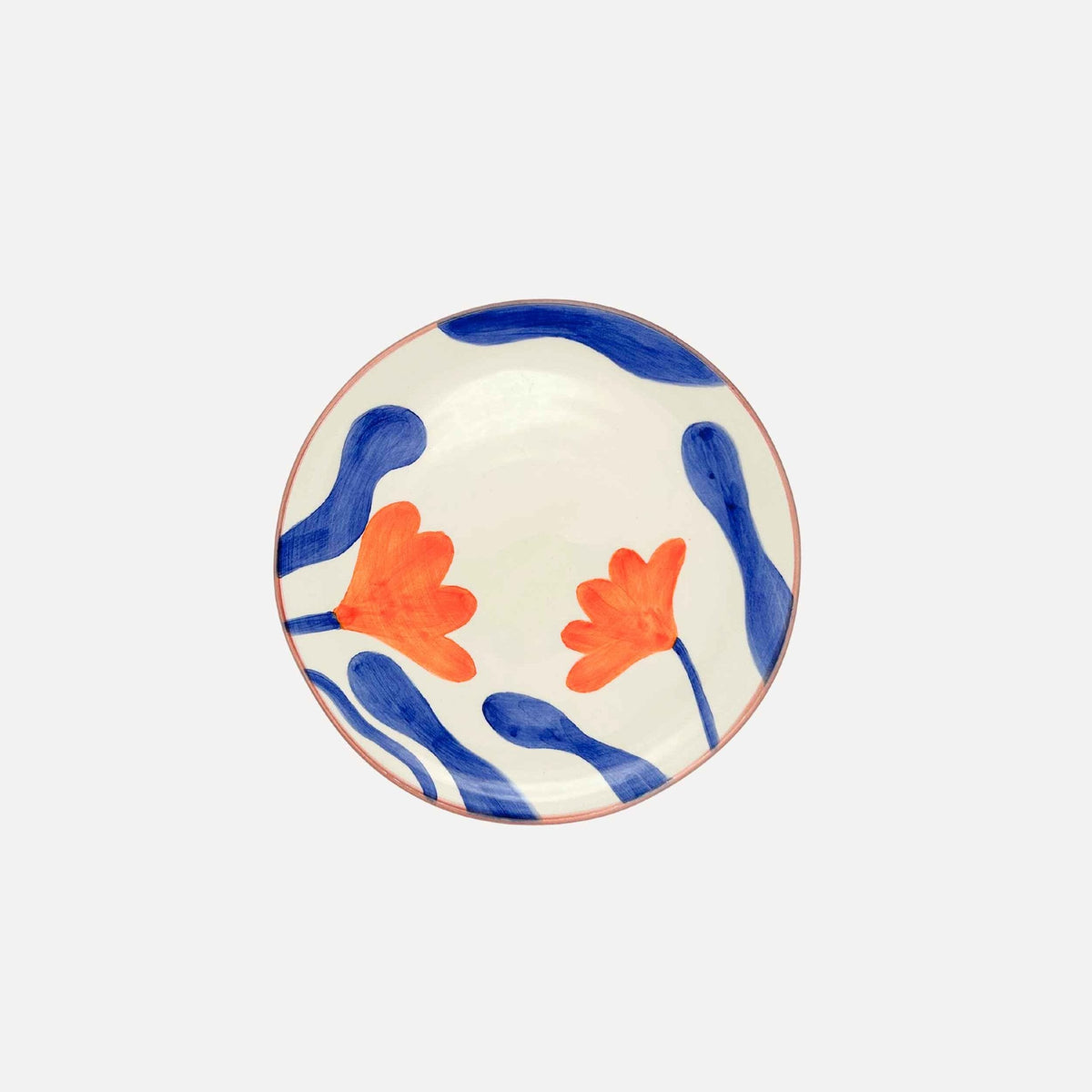 Small Hand-painted Orange Flower Plates (Set of 2)