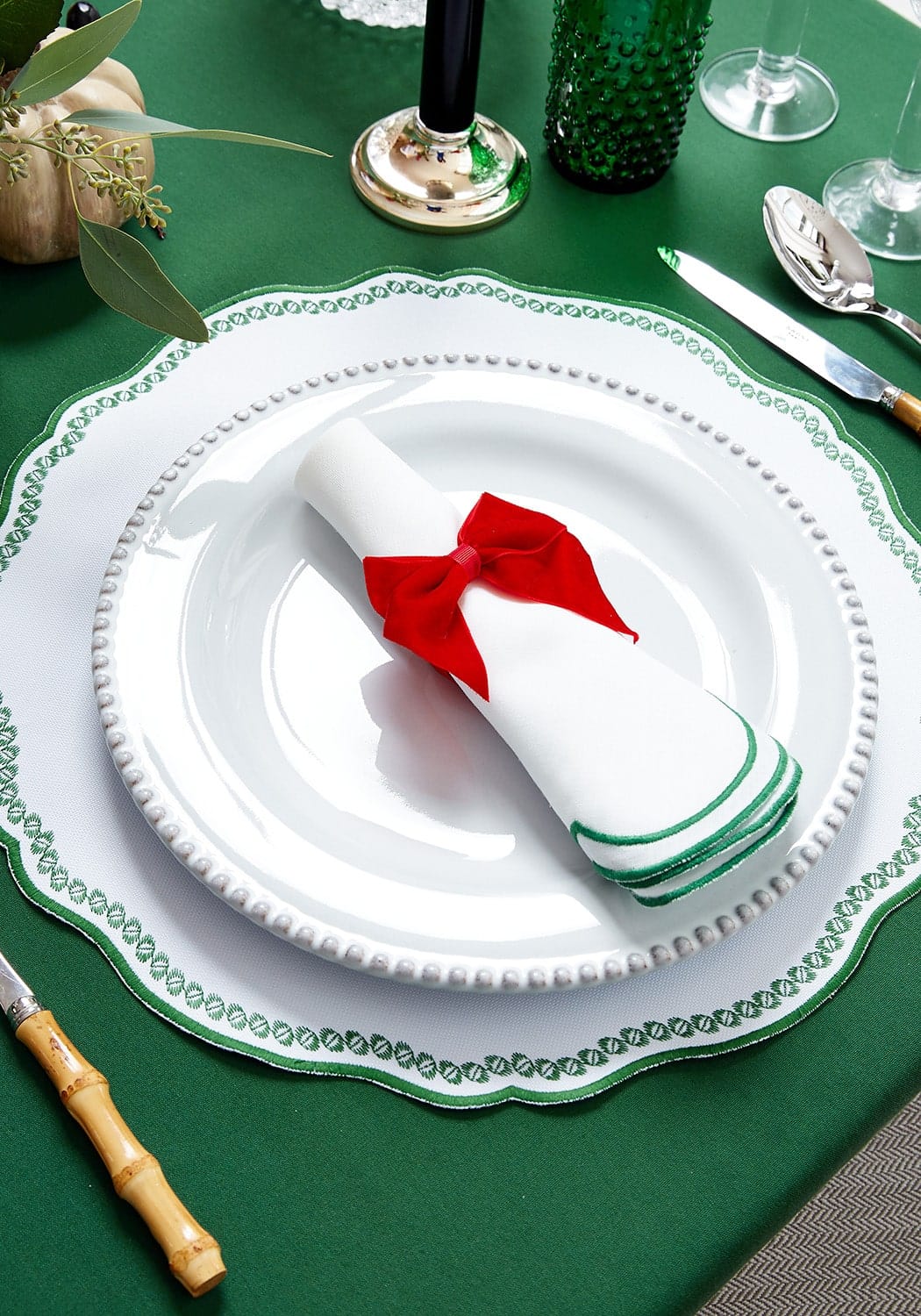 Smart Green Trim Placemats - Set of 4 - Casa by Josephine Jenno