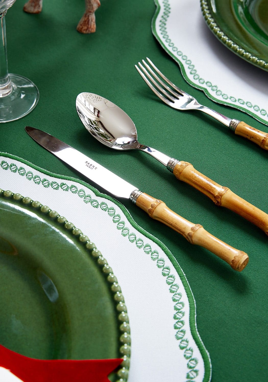Smart Green Trim Placemats - Set of 4 - Casa by Josephine Jenno
